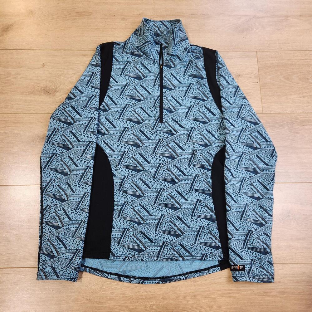 Kerrits Pullover Womens Medium Blue 1/4 Zip Long Sleeve Geometric Riding Top